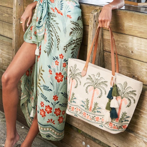 Spartina 449 Fiesta Tote Alljoy Landing Palm Tree - Picture 1 of 4
